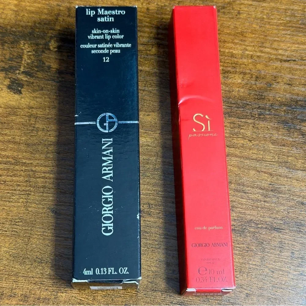 ❤️ Giorgio Armani Red Luxe Duo ❤️ Lip Maestro Satin 12 + Sì Passione 10mL | NEW
